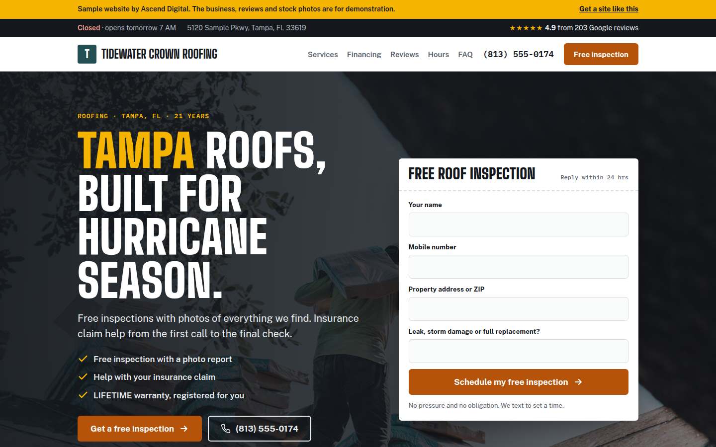 Roofing sample website preview